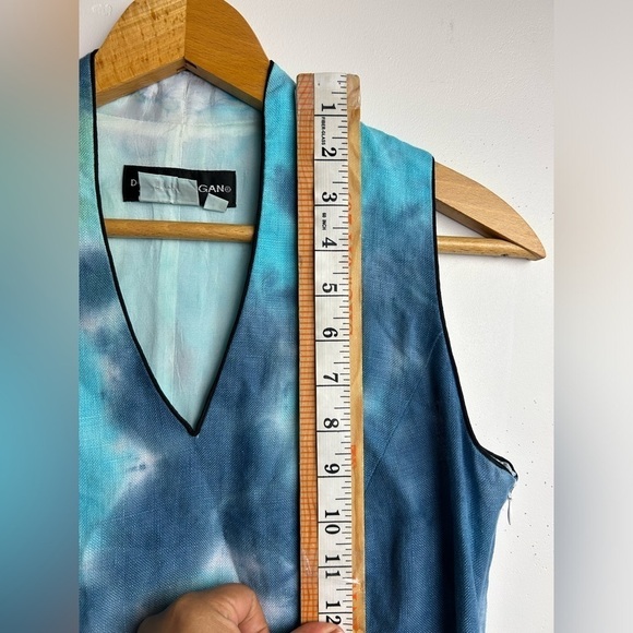 Donna Morgan Fairy Elf Vtg 90s Y2K Tie die 100% Linen Mid Dress Boho fit flare 4 - Picture 12 of 13